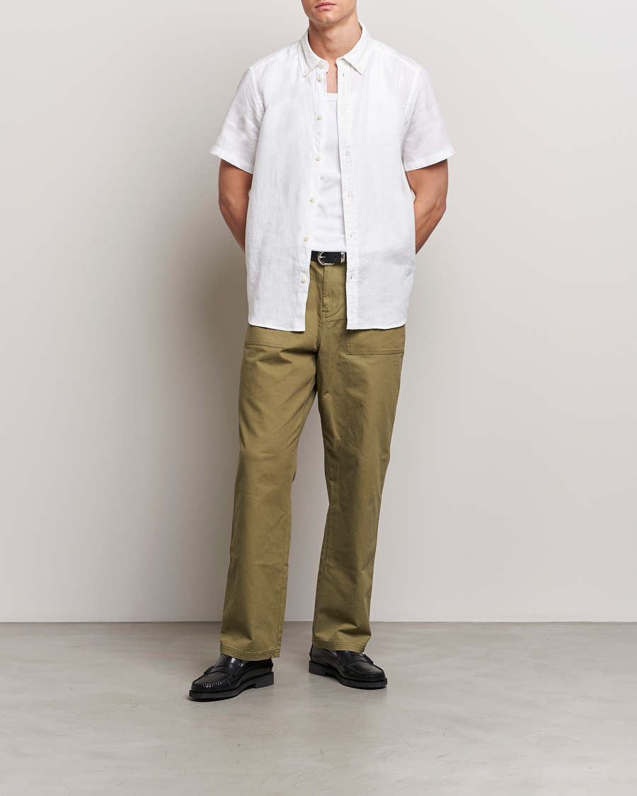 Mies | Kauluspaidat | LES DEUX | Kris Short Sleeve Linen Shirt White