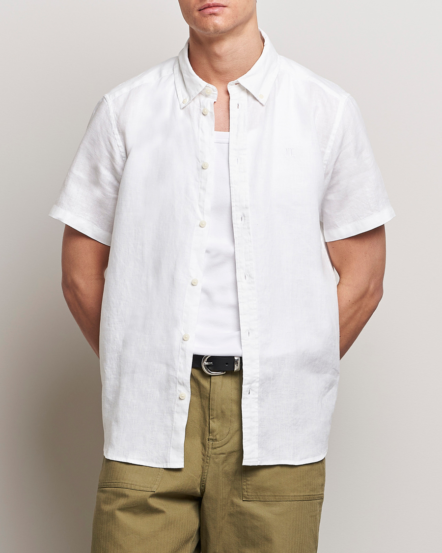 Mies | Kauluspaidat | LES DEUX | Kris Short Sleeve Linen Shirt White