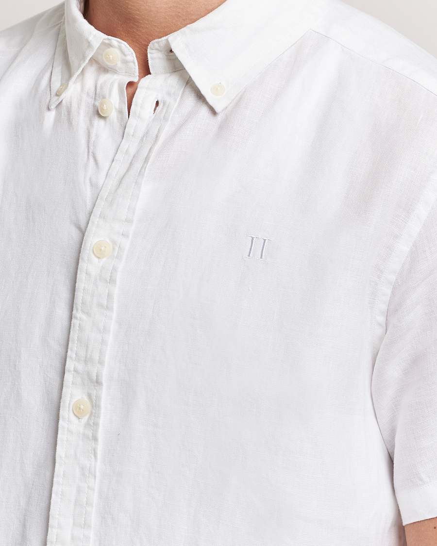 Mies | Kauluspaidat | LES DEUX | Kris Short Sleeve Linen Shirt White