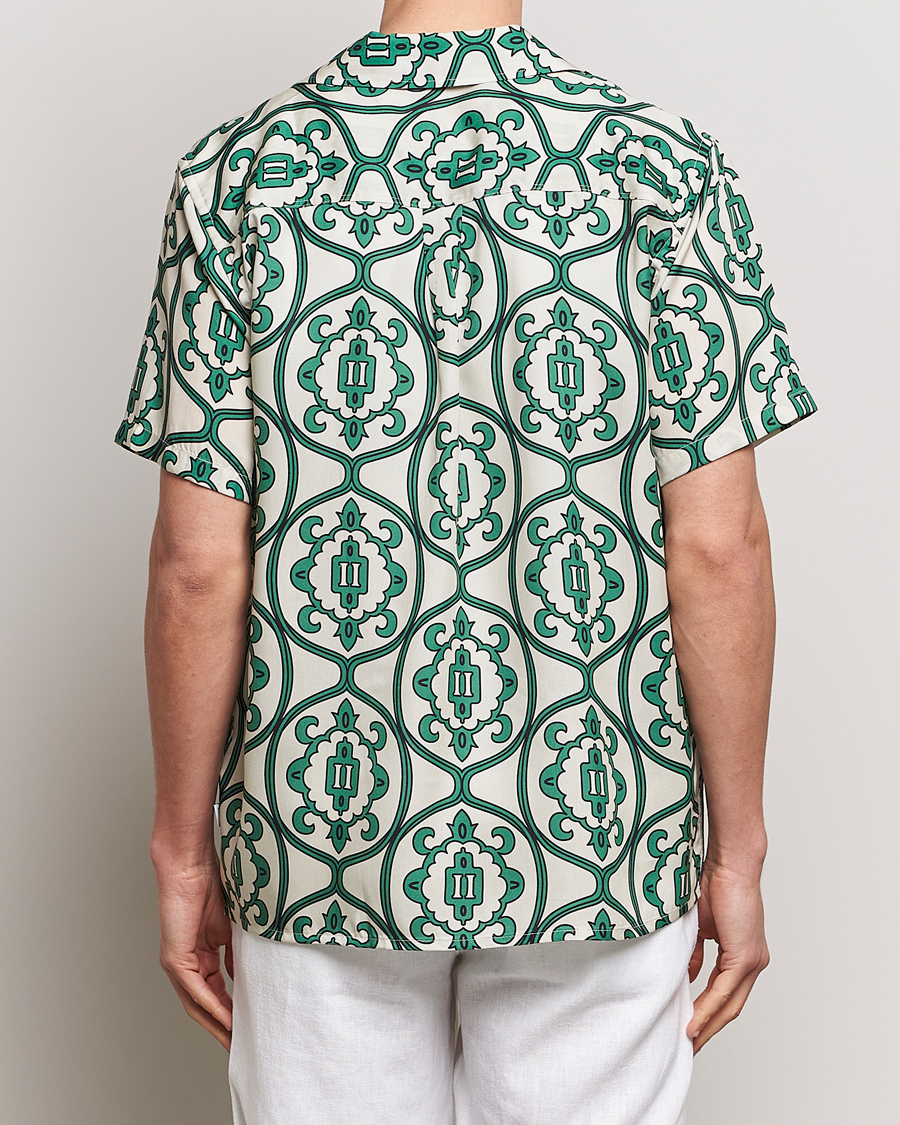 Mies | Kauluspaidat | LES DEUX | Ornament Print Tencel Shirt Ivory/Green