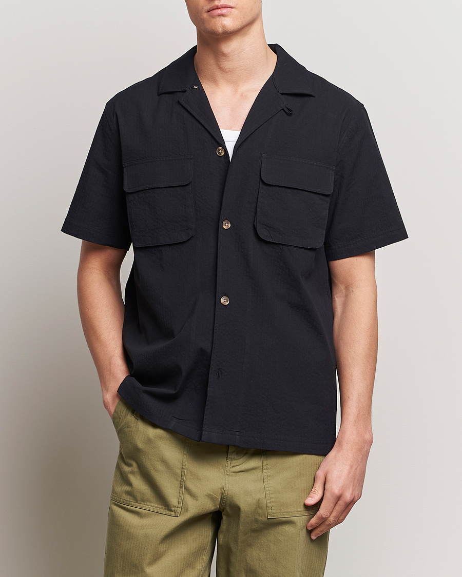 Mies | Kauluspaidat | LES DEUX | Osmund Seersucker Shirt Black