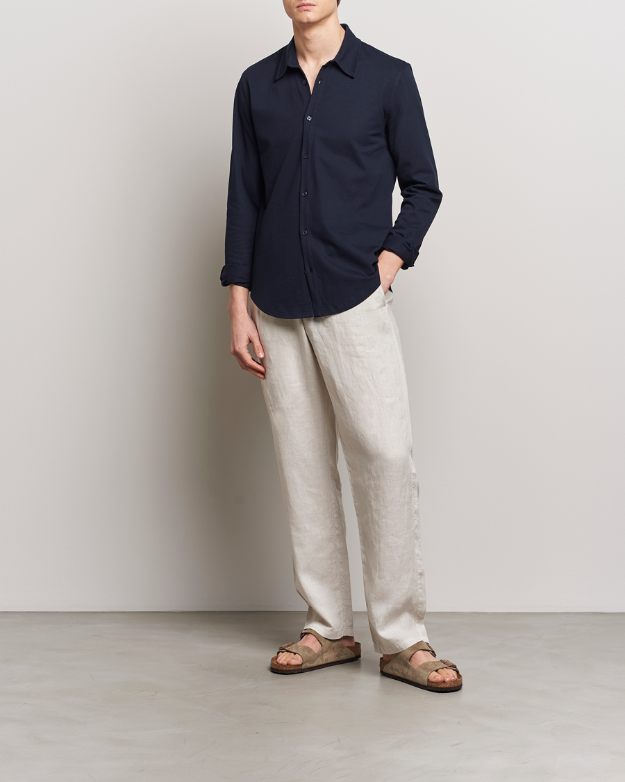 Mies | Kauluspaidat | Orlebar Brown | Giles Long Sleeve Pique Polo Night Iris