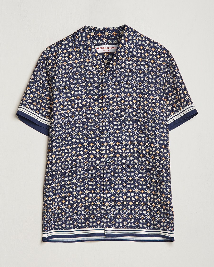 Mies | Kauluspaidat | Orlebar Brown | Hibbert Fiore Viscose/Linen Printed Shirt Night Iris