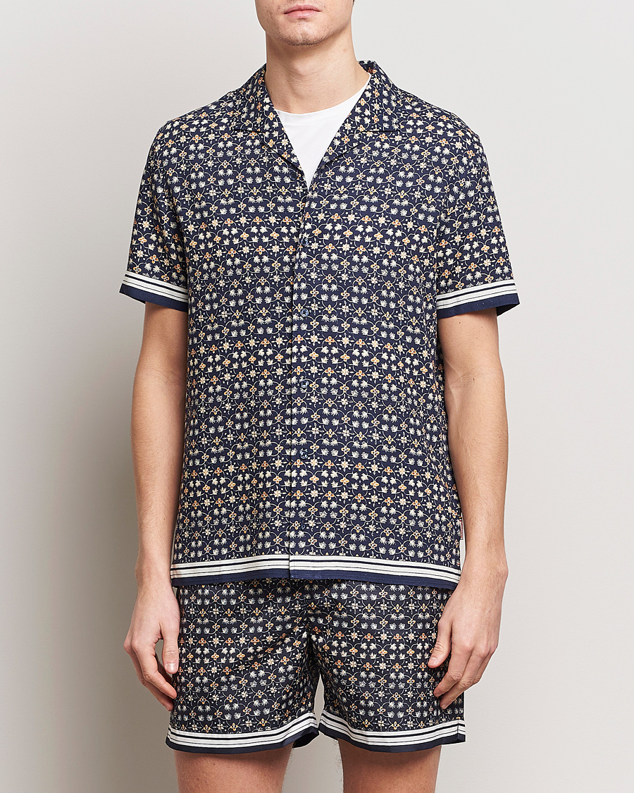 Mies | Kauluspaidat | Orlebar Brown | Hibbert Fiore Viscose/Linen Printed Shirt Night Iris