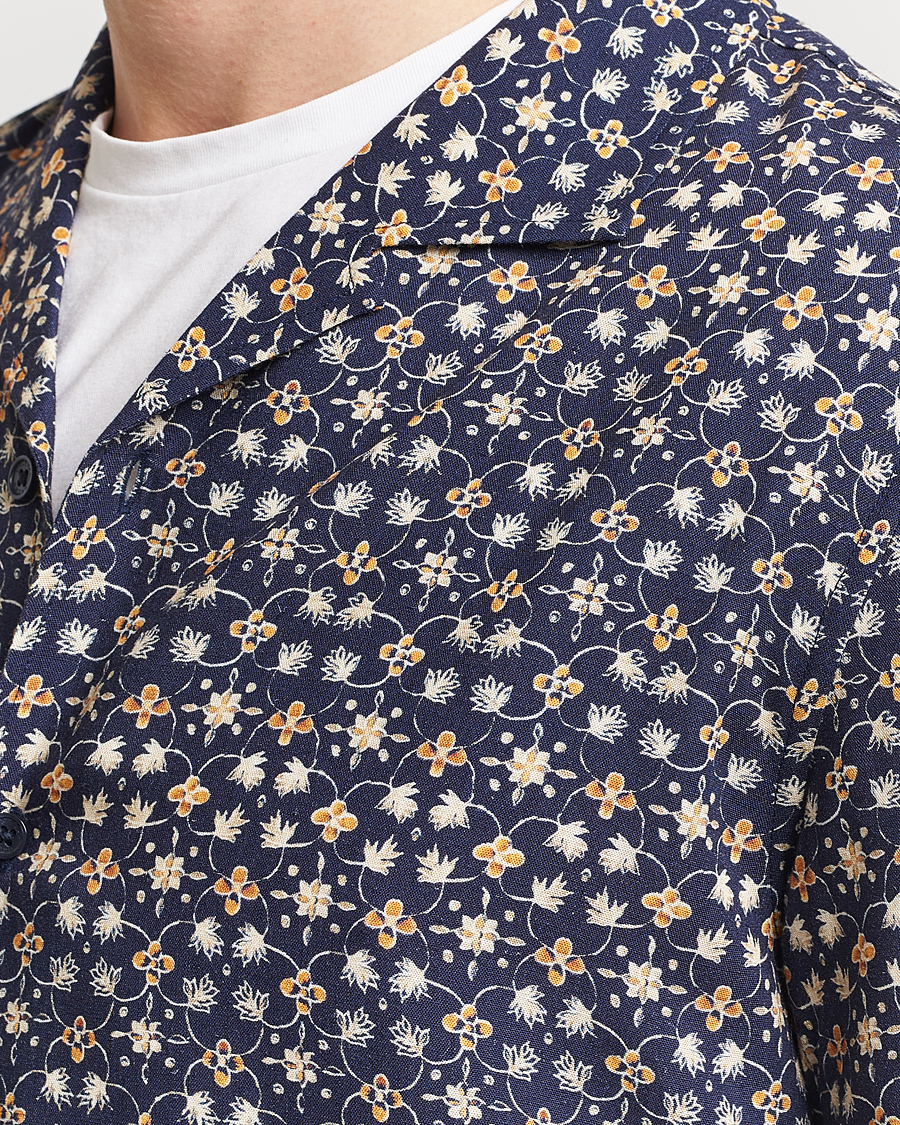 Mies | Kauluspaidat | Orlebar Brown | Hibbert Fiore Viscose/Linen Printed Shirt Night Iris