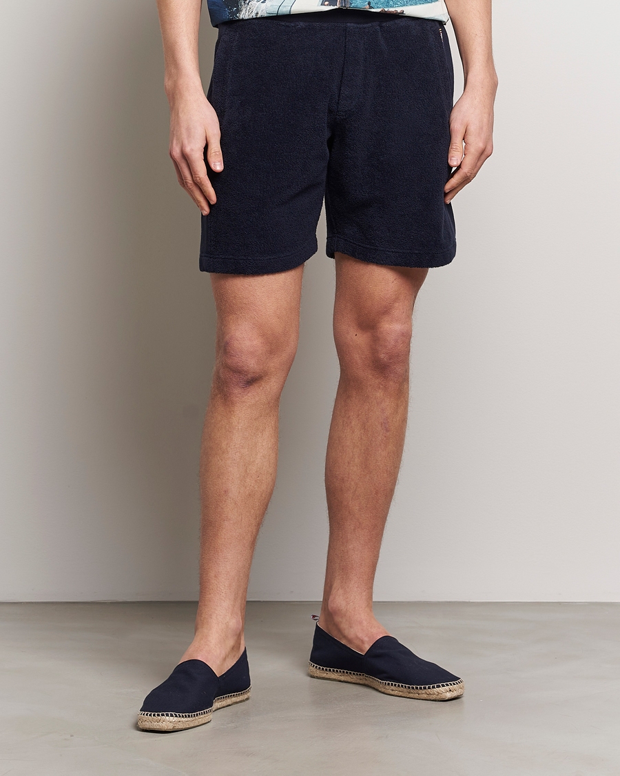 Mies | Best of British | Orlebar Brown | Afador Mix Texture Towelling Shorts Night Iris