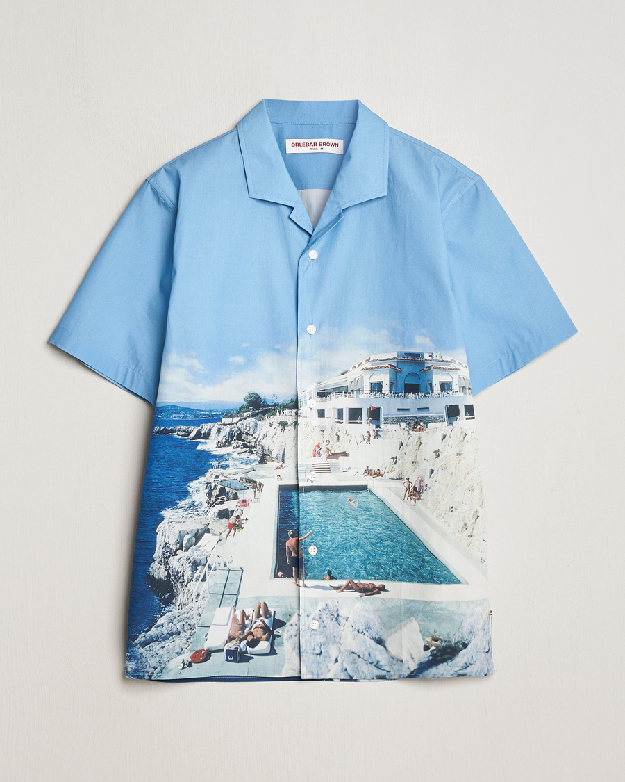 Mies | Kauluspaidat | Orlebar Brown | Hibbert Photographic Roc Pool Shirt Blue
