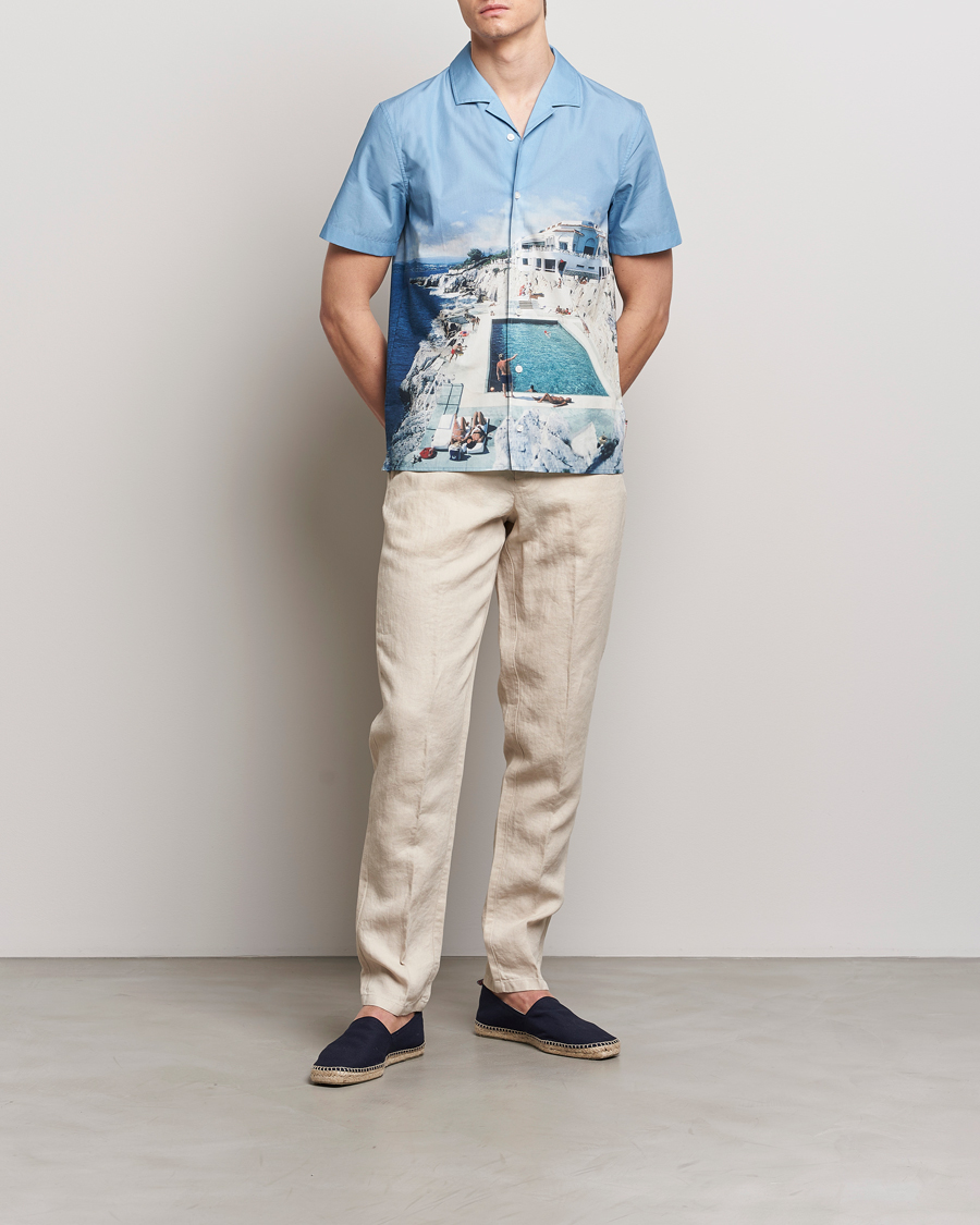 Mies | Kauluspaidat | Orlebar Brown | Hibbert Photographic Roc Pool Shirt Blue
