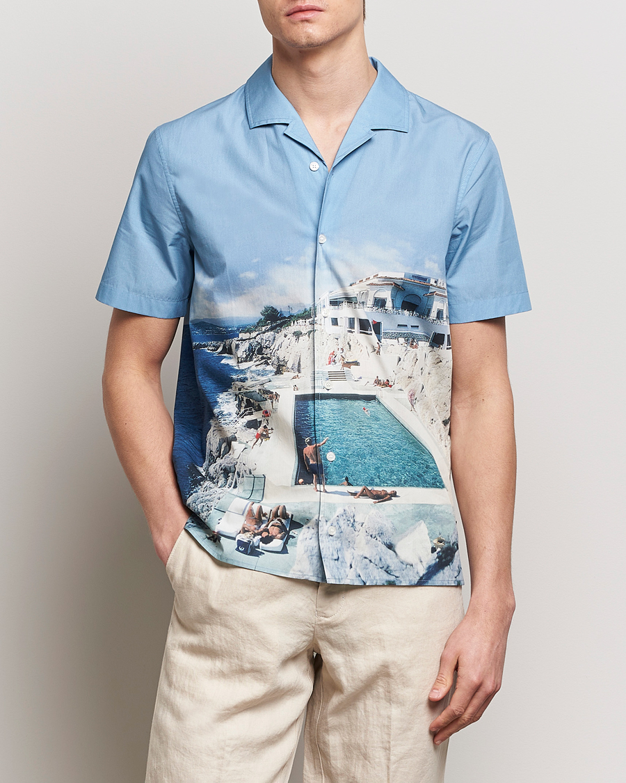 Mies | Kauluspaidat | Orlebar Brown | Hibbert Photographic Roc Pool Shirt Blue