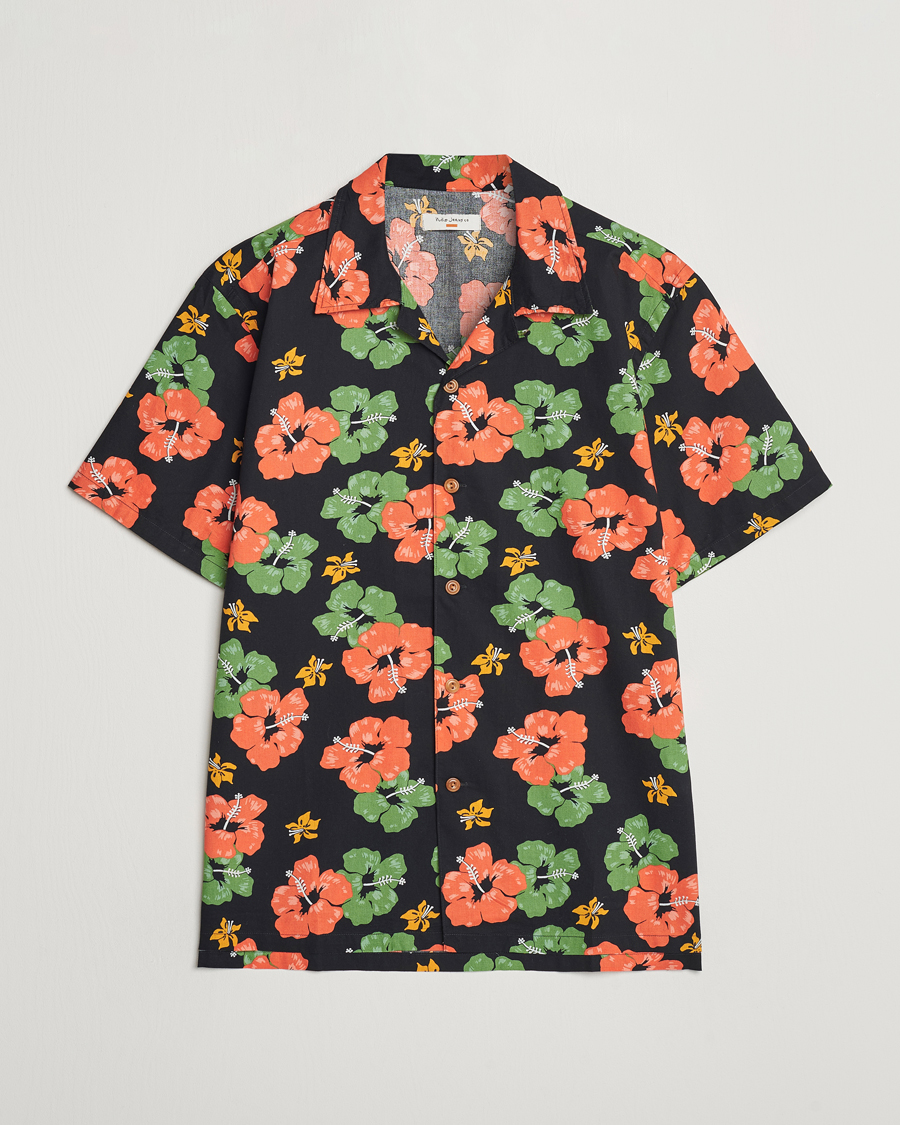 Mies | Kauluspaidat | Nudie Jeans | Arvid Flower Hawaii Shirt Black