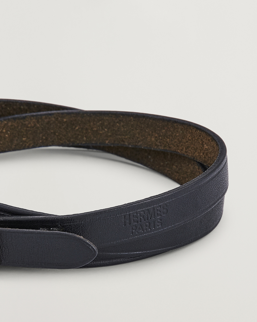 Mies | Hermès Pre-Owned API1 Leather Bracelet Black | Hermès Pre-Owned | API1 Leather Bracelet Black
