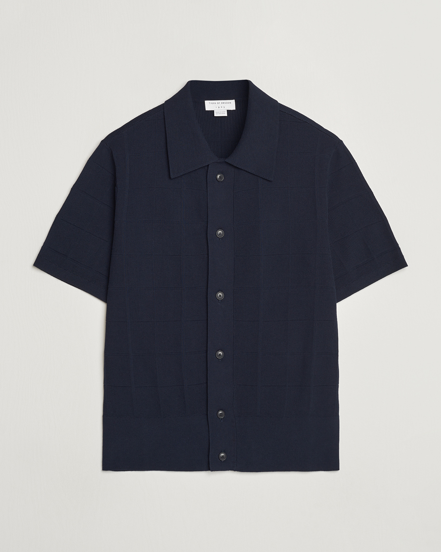 Mies | Pikeet | Tiger of Sweden | Araawen Short Sleeve Knitted Polo Light Ink