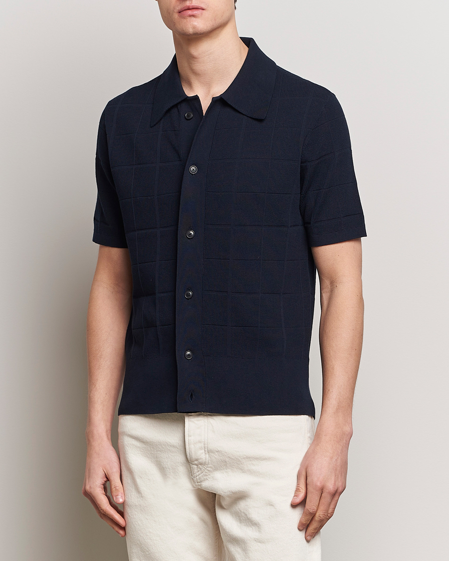 Mies | Business & Beyond | Tiger of Sweden | Araawen Short Sleeve Knitted Polo Light Ink