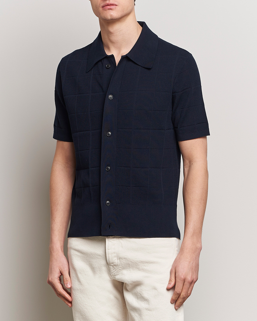 Mies | Pikeet | Tiger of Sweden | Araawen Short Sleeve Knitted Polo Light Ink