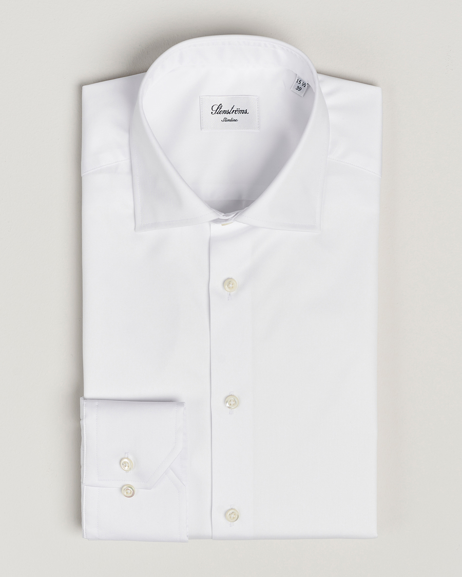 Mies | Kauluspaidat | Stenströms | Slimline Cotton Twill Cut Away Shirt White