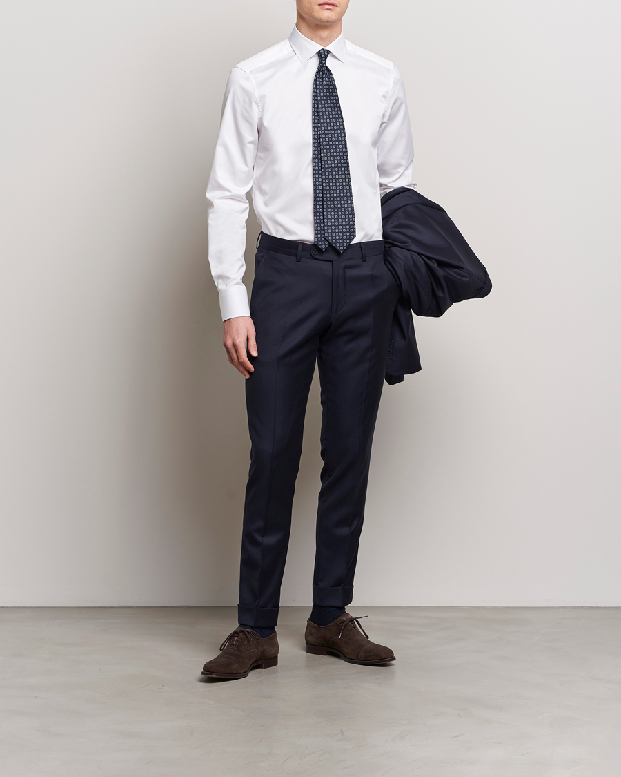 Mies | Kauluspaidat | Stenströms | Slimline Cotton Twill Cut Away Shirt White