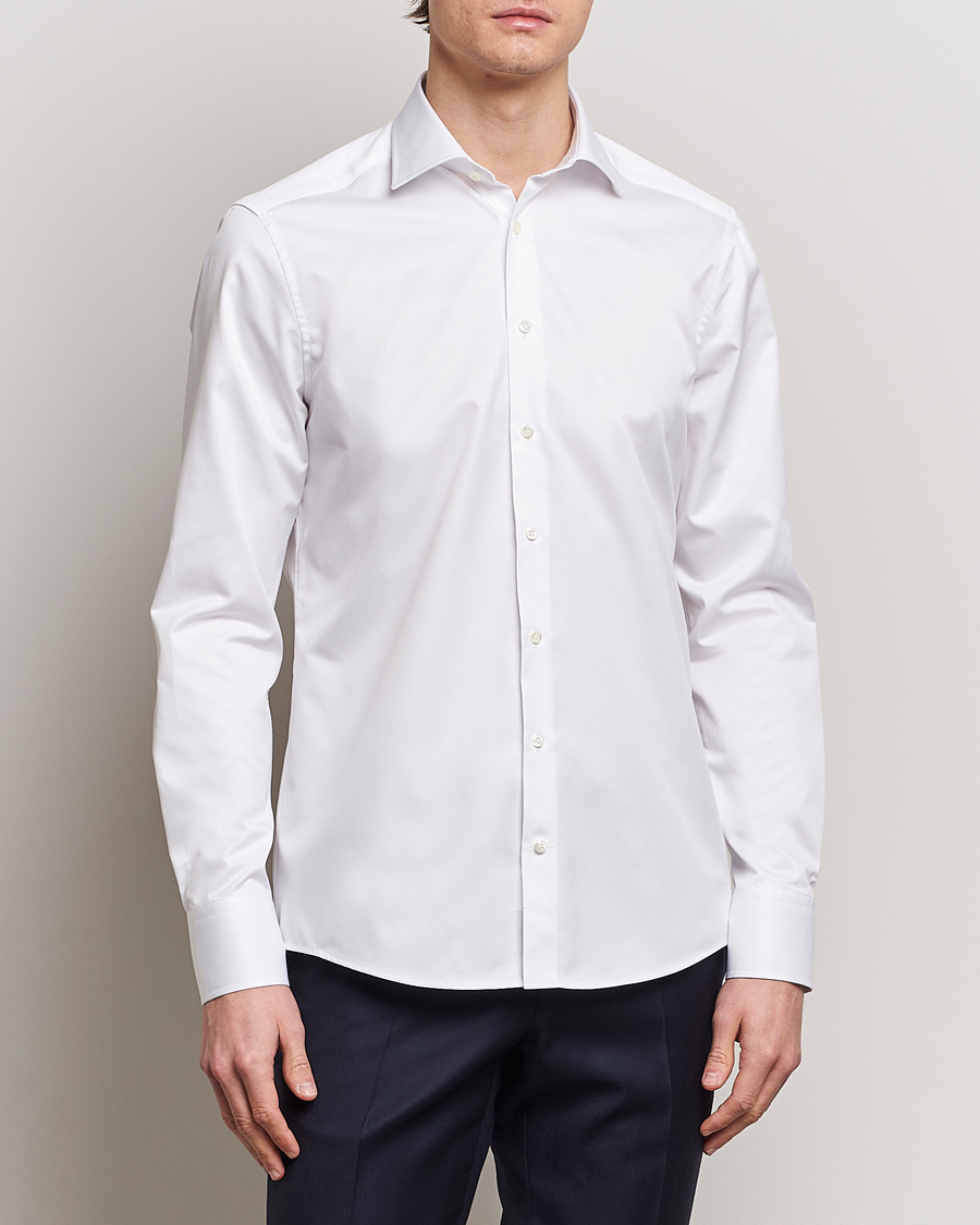 Mies | Kauluspaidat | Stenströms | Slimline Cotton Twill Cut Away Shirt White