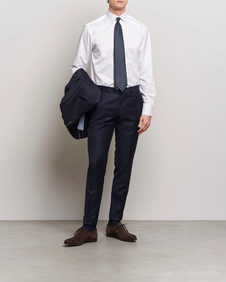 Mies | Business & Beyond | Stenströms | Fitted Body Cotton Twill Cut Away Shirt White