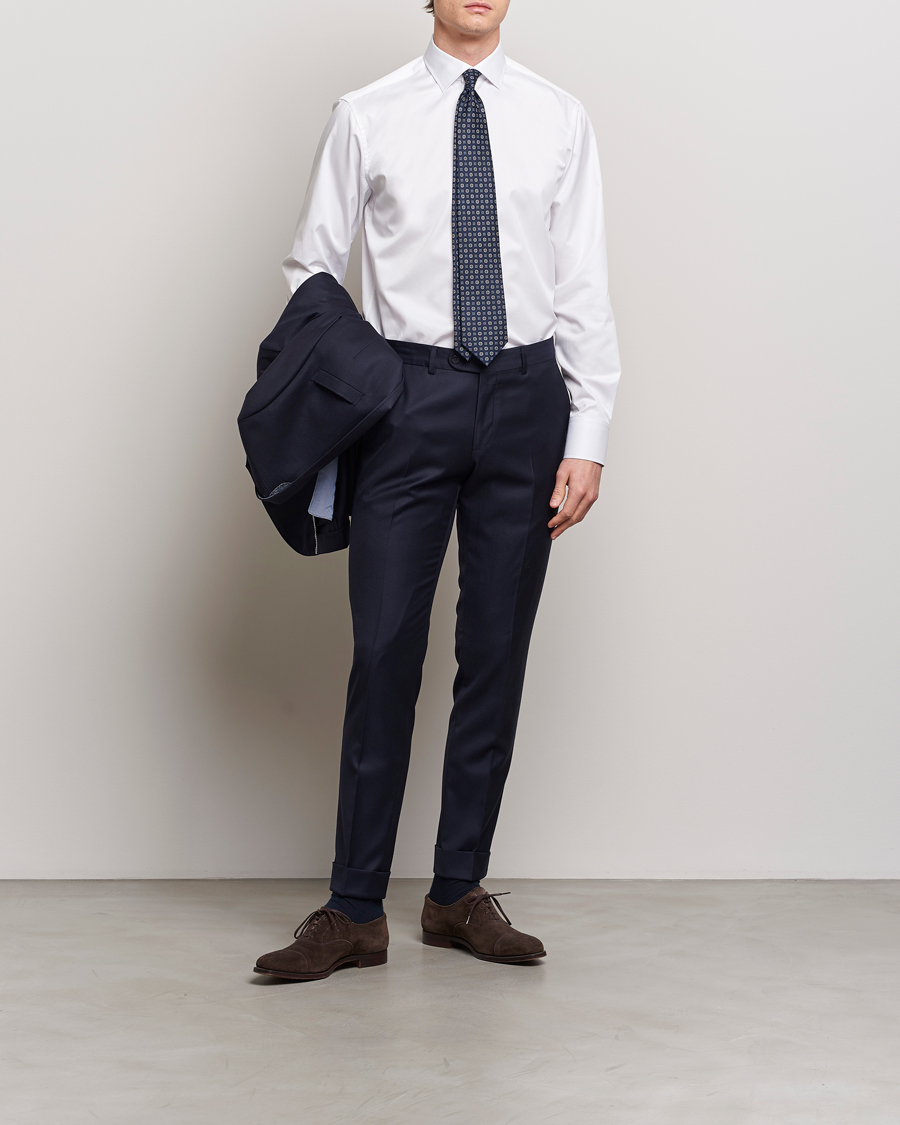 Mies | Kauluspaidat | Stenströms | Fitted Body Cotton Twill Cut Away Shirt White