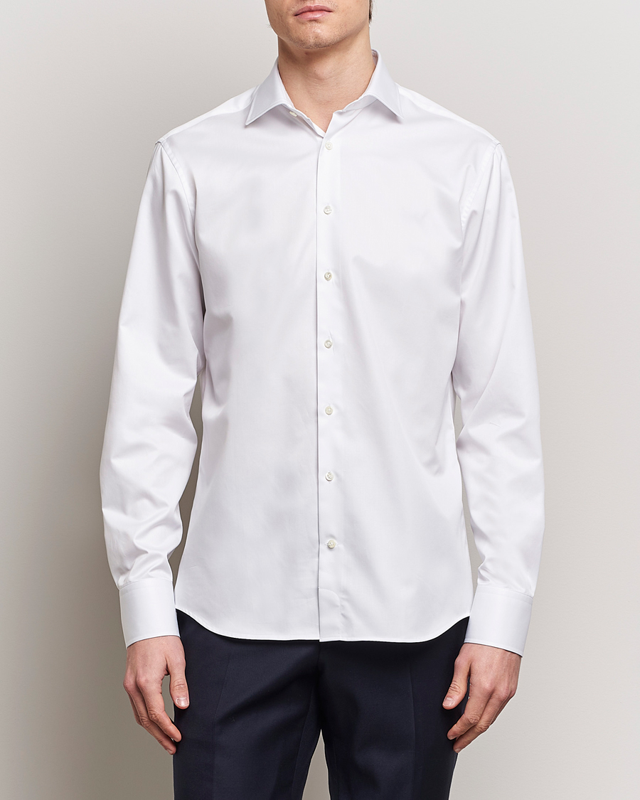 Mies | Kauluspaidat | Stenströms | Fitted Body Cotton Twill Cut Away Shirt White