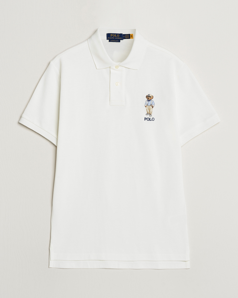 Mies | Pikeet | Polo Ralph Lauren | Custom Slim Fit Bear Polo Deckwash White