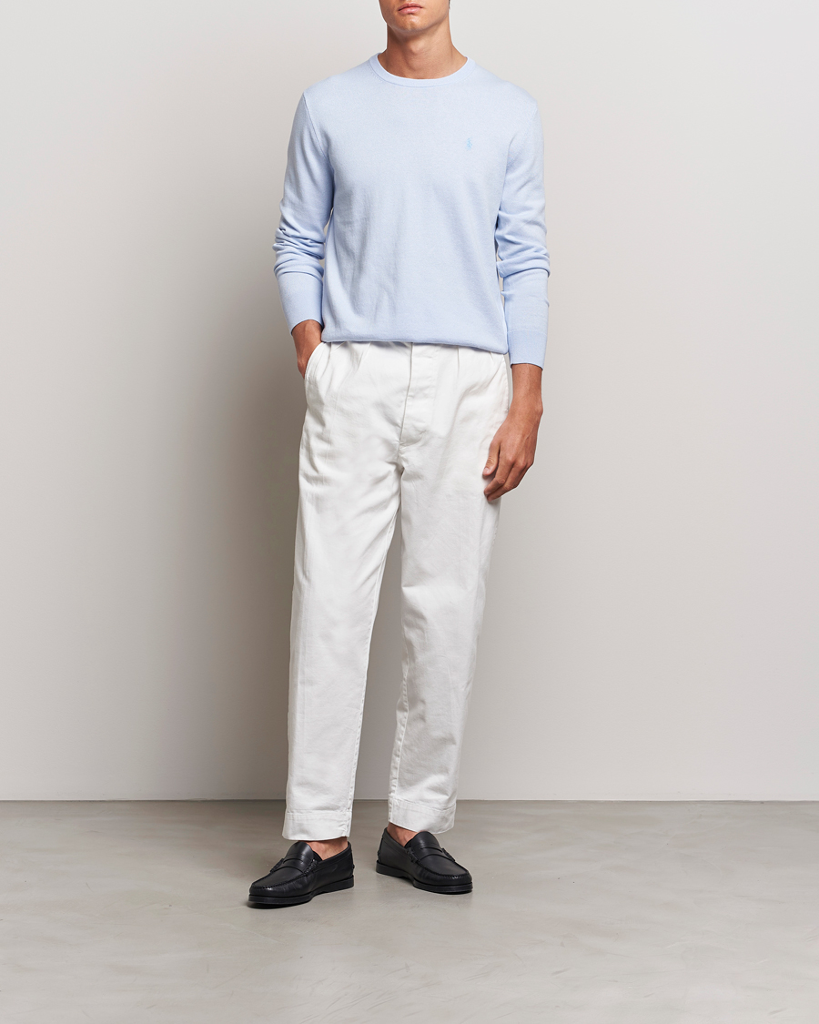 Mies | Puserot | Polo Ralph Lauren | Cotton/Cashmere Crew Neck Pullover Oxford Blue