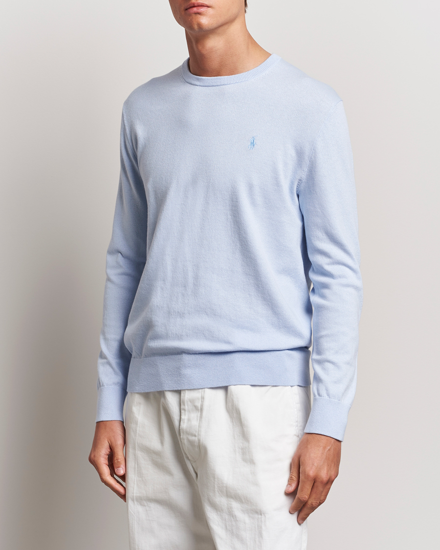 Mies | Uutuudet | Polo Ralph Lauren | Cotton/Cashmere Crew Neck Pullover Oxford Blue