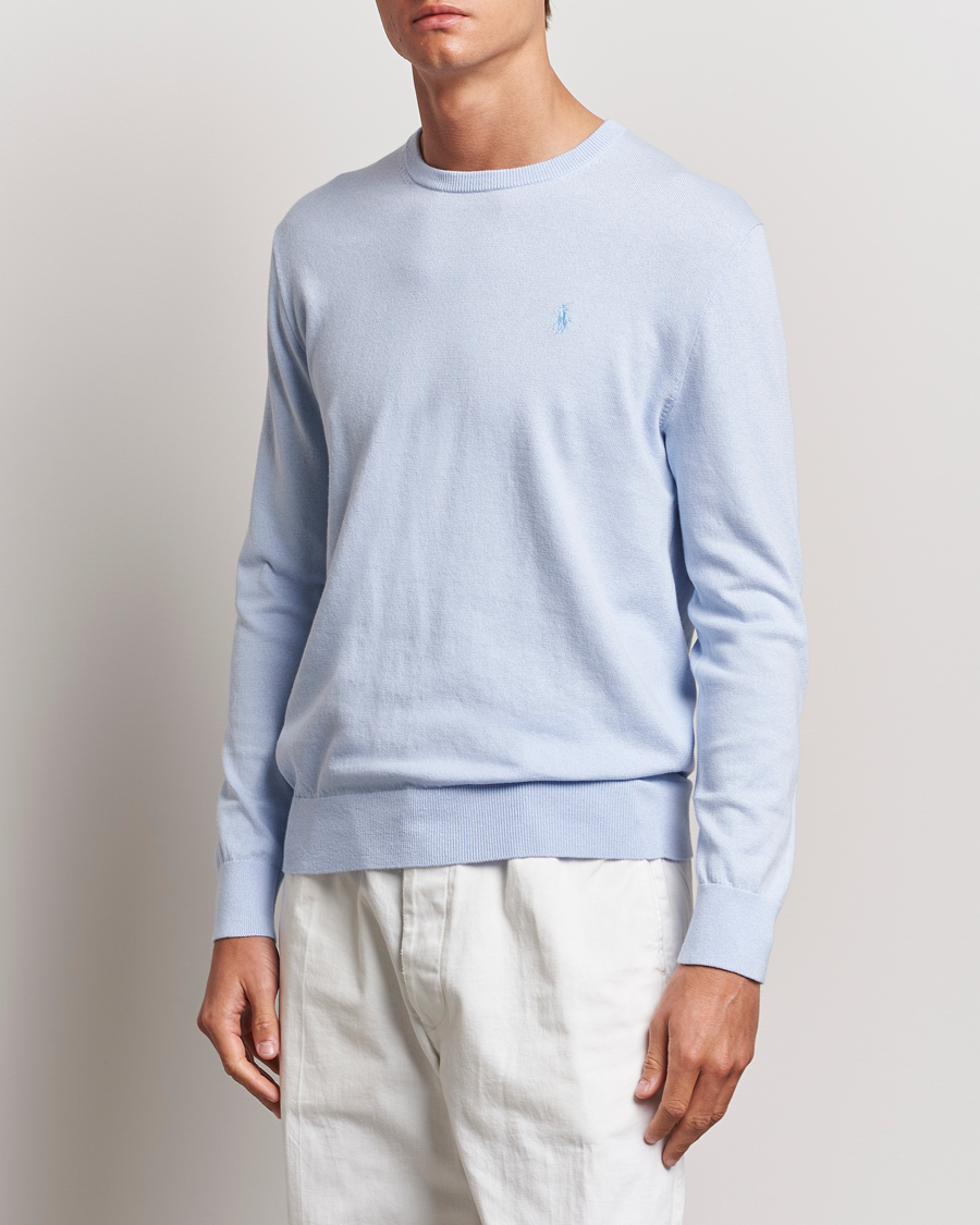 Mies | Puserot | Polo Ralph Lauren | Cotton/Cashmere Crew Neck Pullover Oxford Blue