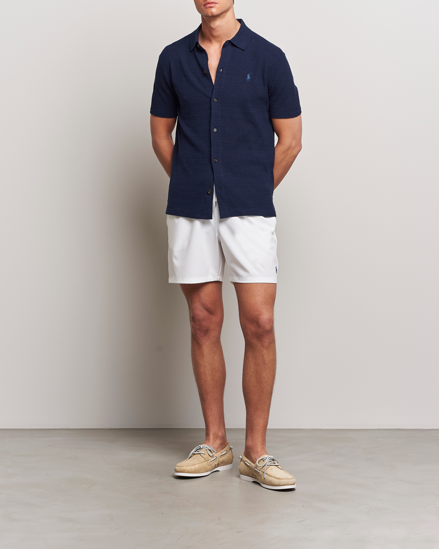 Mies | Kauluspaidat | Polo Ralph Lauren | Textured Knitted Short Sleeve Shirt Bright Navy