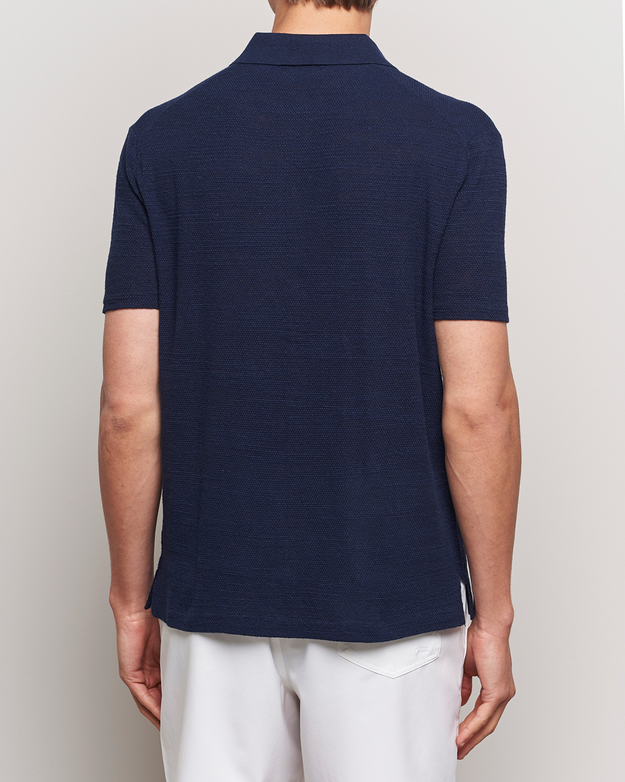 Mies | Kauluspaidat | Polo Ralph Lauren | Textured Knitted Short Sleeve Shirt Bright Navy
