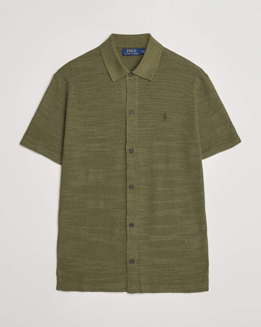 Mies | Kauluspaidat | Polo Ralph Lauren | Textured Knitted Short Sleeve Shirt Thermal Green