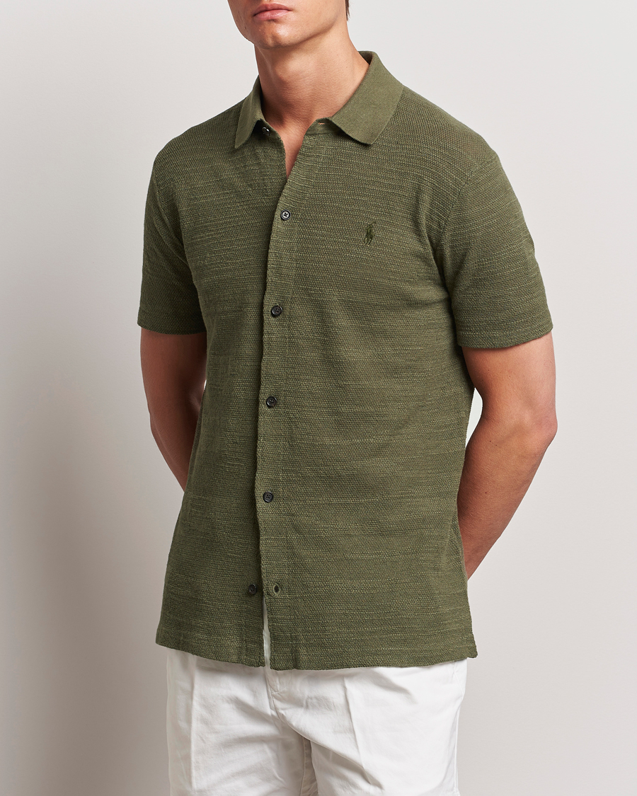 Mies | Kauluspaidat | Polo Ralph Lauren | Textured Knitted Short Sleeve Shirt Thermal Green