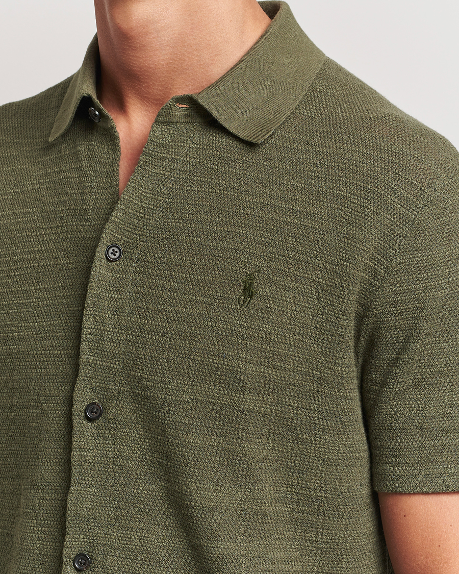 Mies | Kauluspaidat | Polo Ralph Lauren | Textured Knitted Short Sleeve Shirt Thermal Green