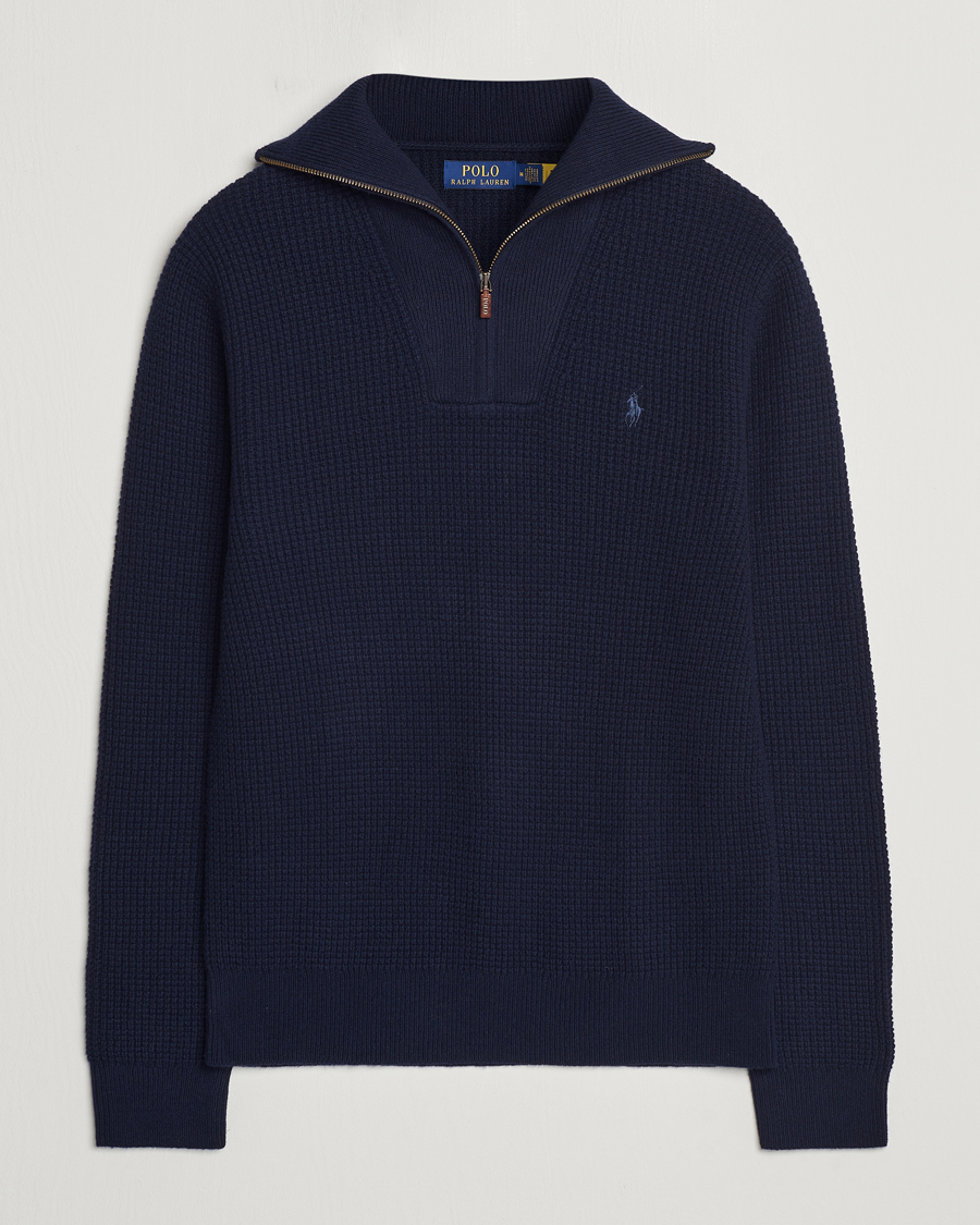 Mies | Puserot | Polo Ralph Lauren | Cotton/Wool Knitted Half Zip Hunter Navy