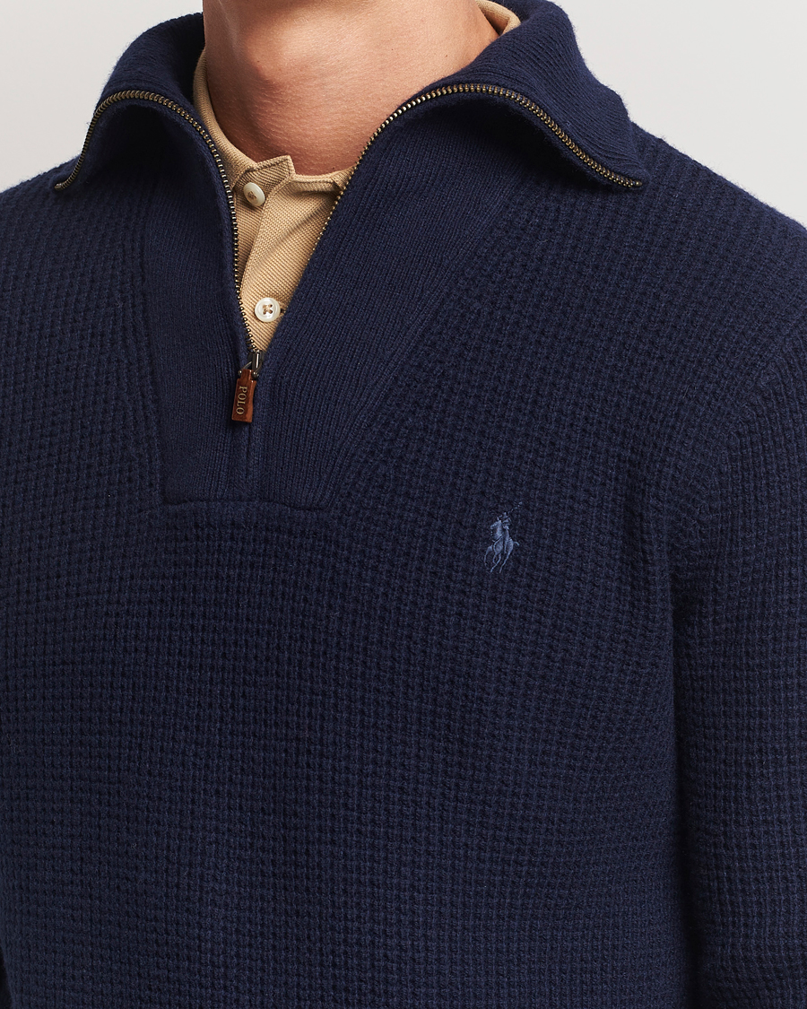 Mies | Puserot | Polo Ralph Lauren | Cotton/Wool Knitted Half Zip Hunter Navy