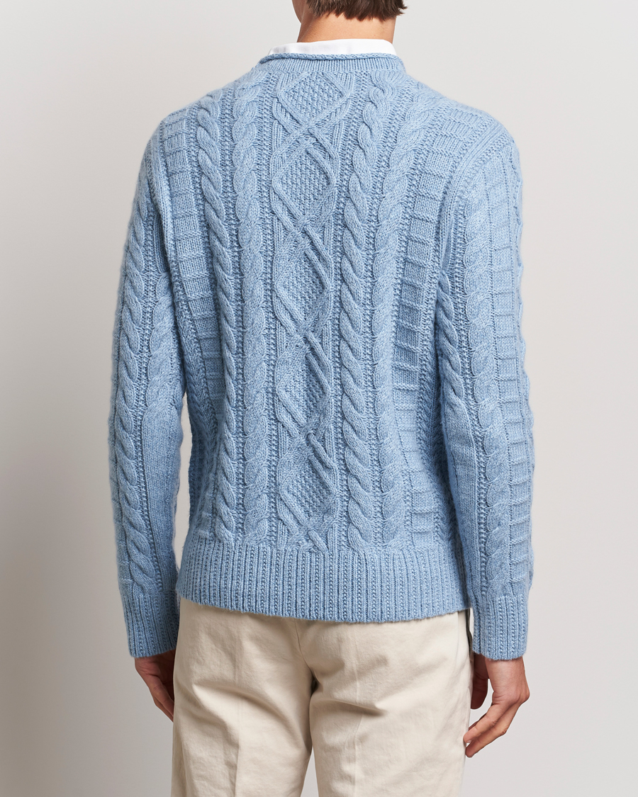 Mies | Puserot | Polo Ralph Lauren | Cotton Aran Knitted Sweater Light Chambray Heather