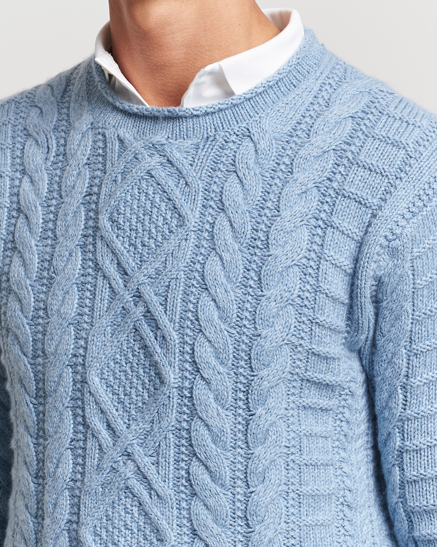 Mies | Puserot | Polo Ralph Lauren | Cotton Aran Knitted Sweater Light Chambray Heather