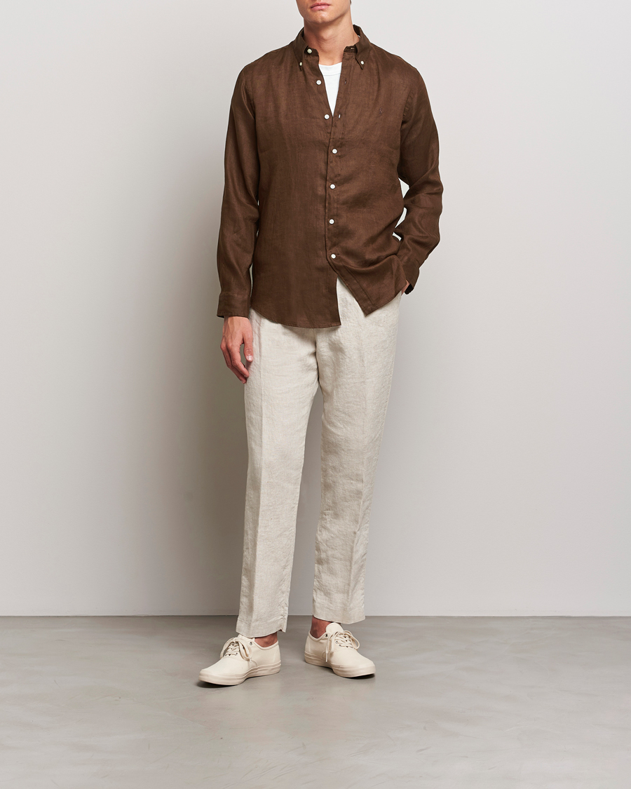 Mies | Kauluspaidat | Polo Ralph Lauren | Custom Fit Linen Button Down Chocolate Mousse
