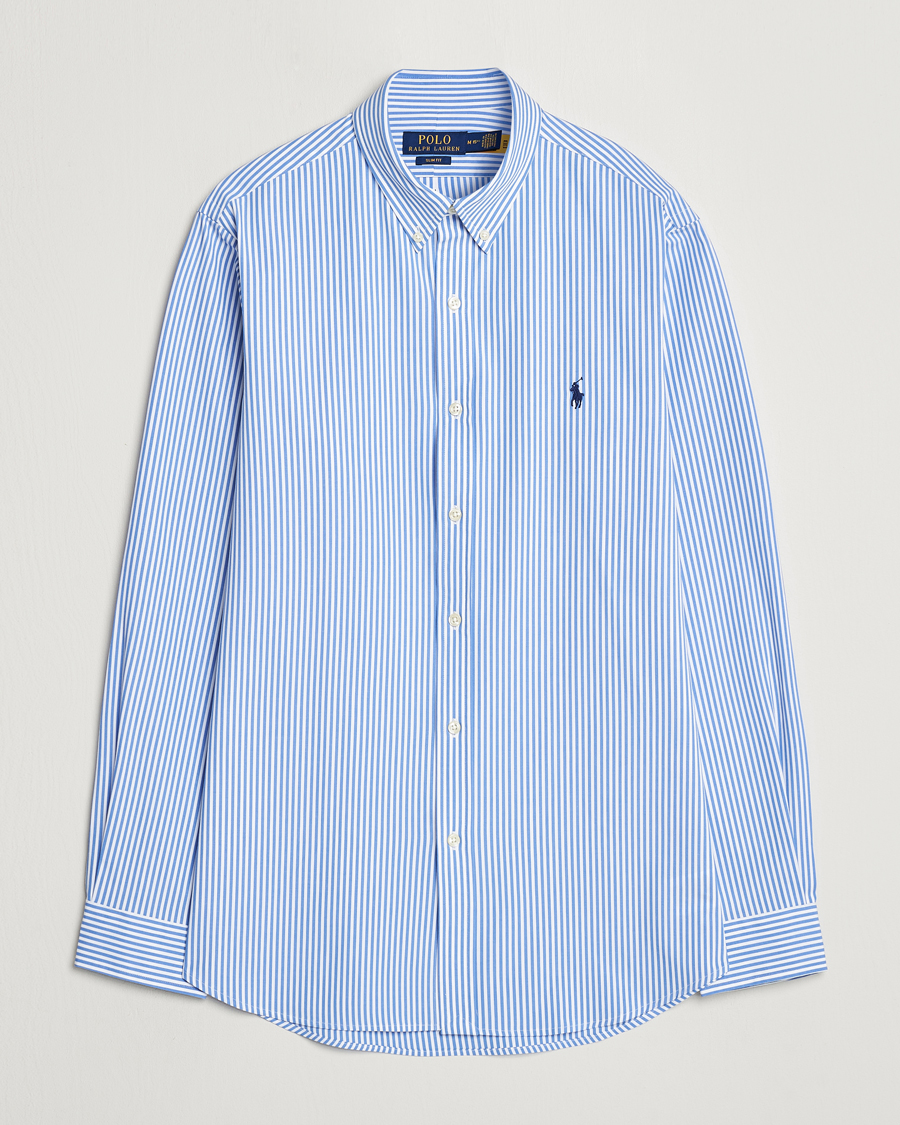 Mies | Kauluspaidat | Polo Ralph Lauren | Slim Fit Striped Poplin Shirt Light Blue/White