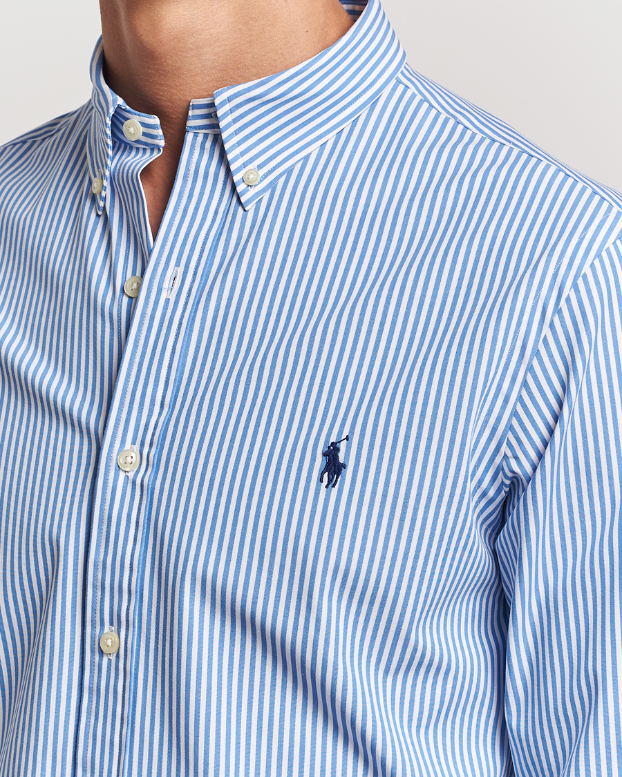 Mies | Kauluspaidat | Polo Ralph Lauren | Slim Fit Striped Poplin Shirt Light Blue/White