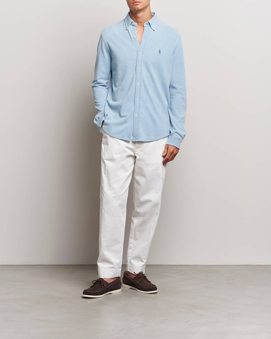 Mies | Kauluspaidat | Polo Ralph Lauren | Featherweight Mesh Shirt Light Indigo