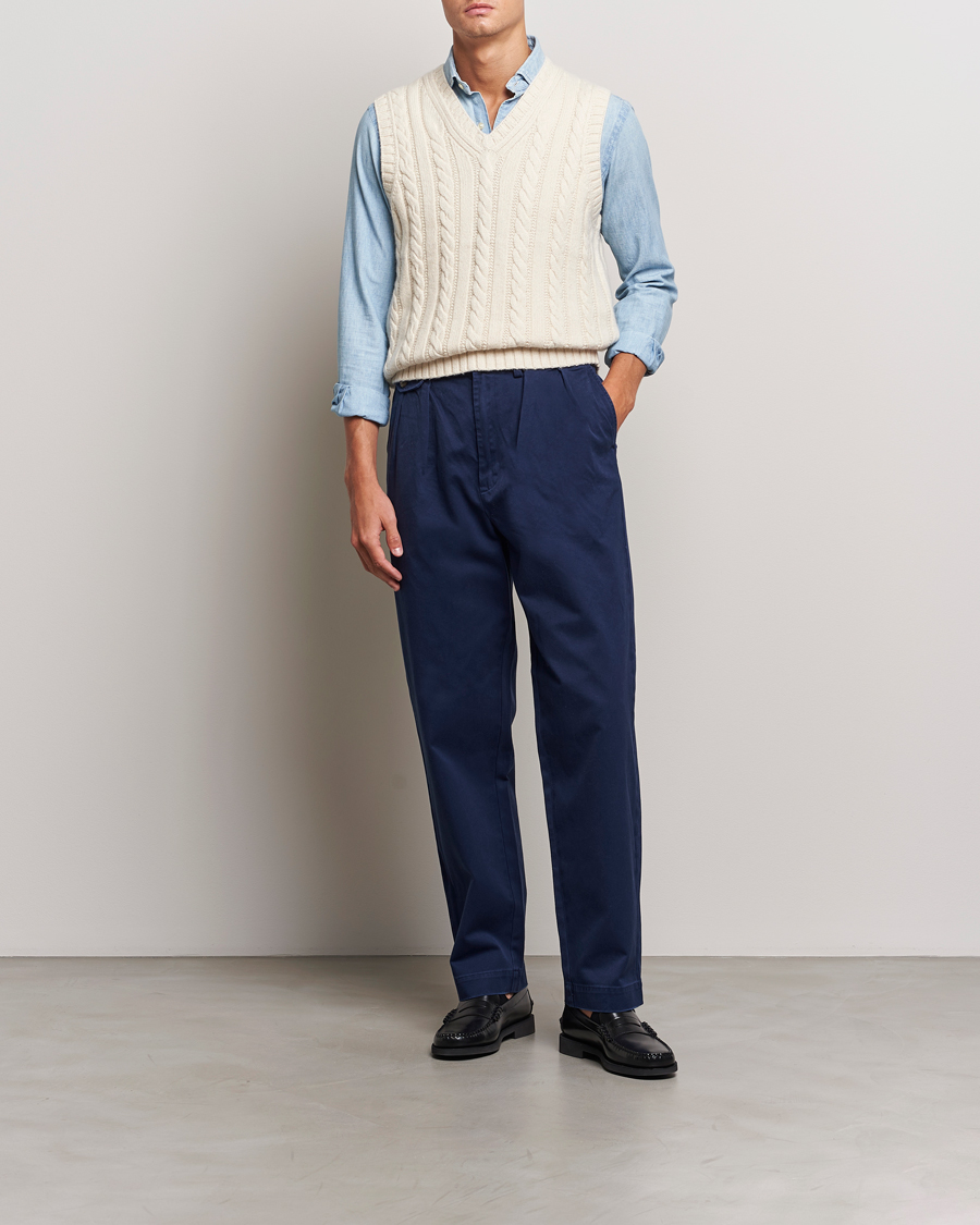 Mies | Housut | Polo Ralph Lauren | Rustic Twill Pleated Worker Trousers Newport Navy