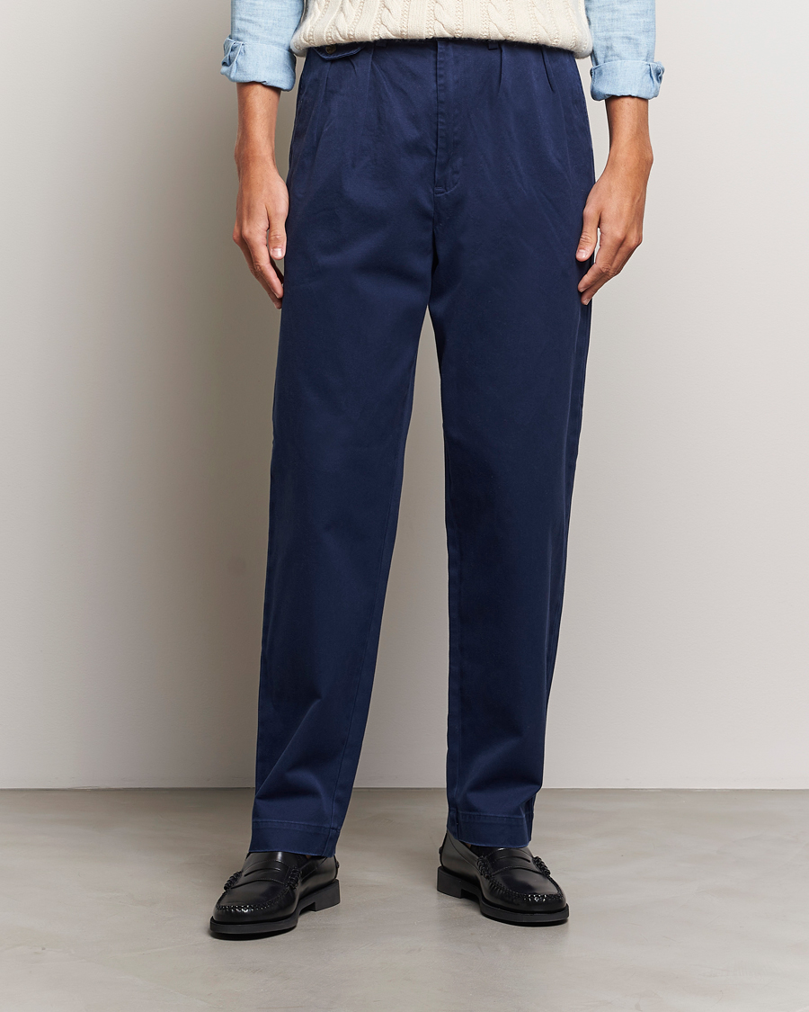 Mies | Housut | Polo Ralph Lauren | Rustic Twill Pleated Worker Trousers Newport Navy