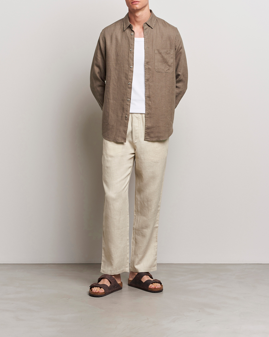 Mies | Kauluspaidat | Samsøe Samsøe | Liam Linen Shirt Bungee Cord