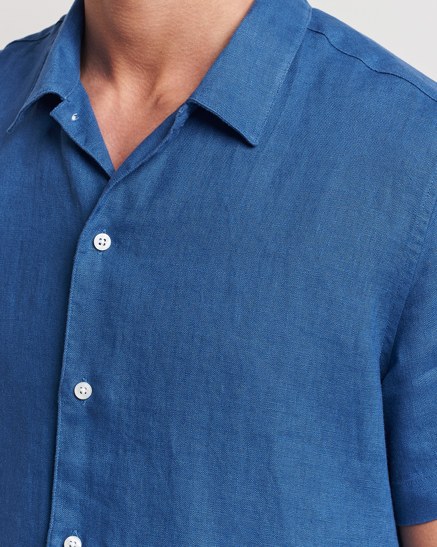 Mies | Kauluspaidat | Samsøe Samsøe | Saavan Linen Short Sleeve Shirt Déja Vu Blue