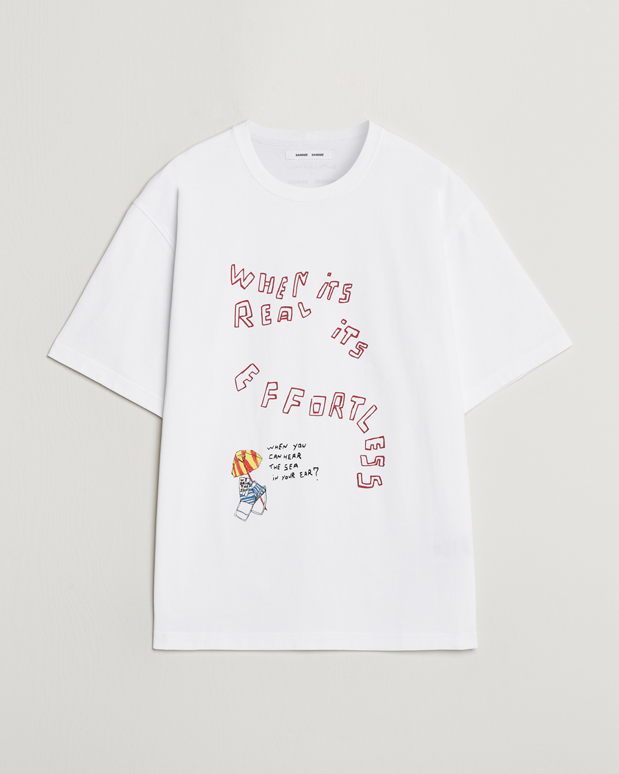 Mies | T-paidat | Samsøe Samsøe | Sagiotto Printed Crew Neck T-Shirt White Effortless