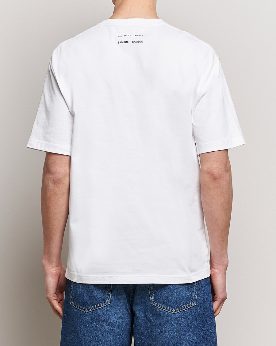 Mies | T-paidat | Samsøe Samsøe | Sagiotto Printed Crew Neck T-Shirt White Effortless