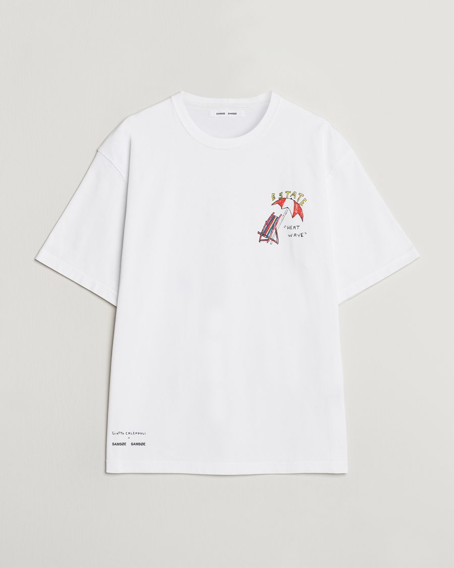 Mies | T-paidat | Samsøe Samsøe | Sagiotto Printed Crew Neck T-Shirt White Estate