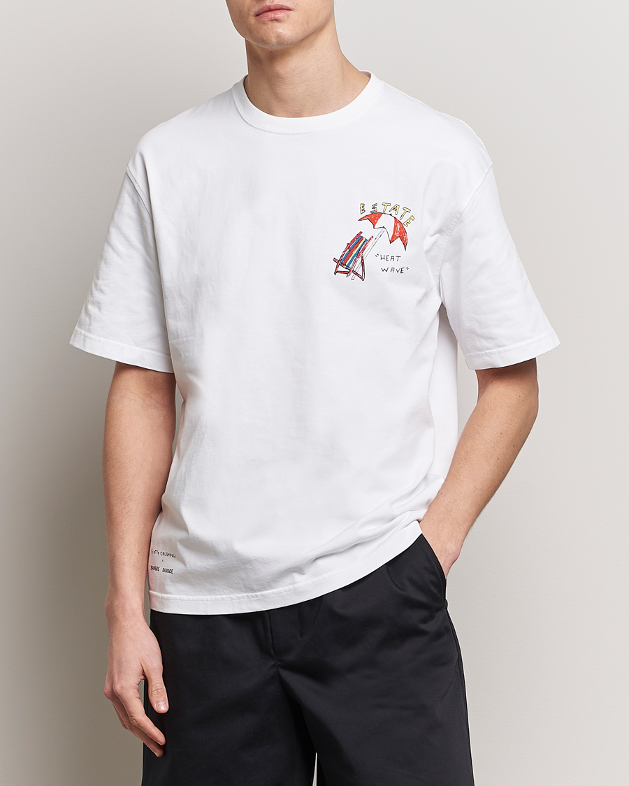 Mies | Lyhythihaiset t-paidat | Samsøe Samsøe | Sagiotto Printed Crew Neck T-Shirt White Estate
