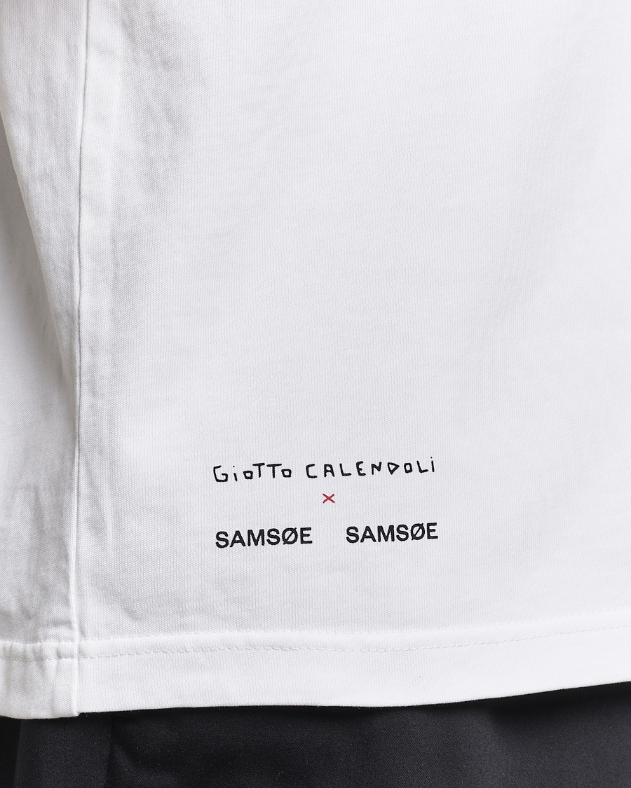 Mies | T-paidat | Samsøe Samsøe | Sagiotto Printed Crew Neck T-Shirt White Estate